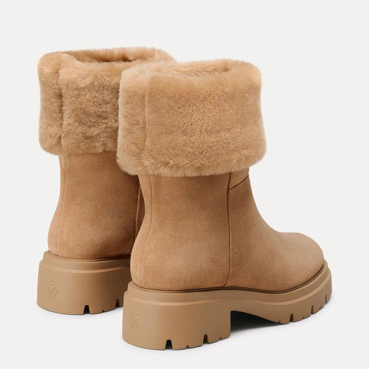 Hudson Shearling Bootie - Camel Suede & Shearling