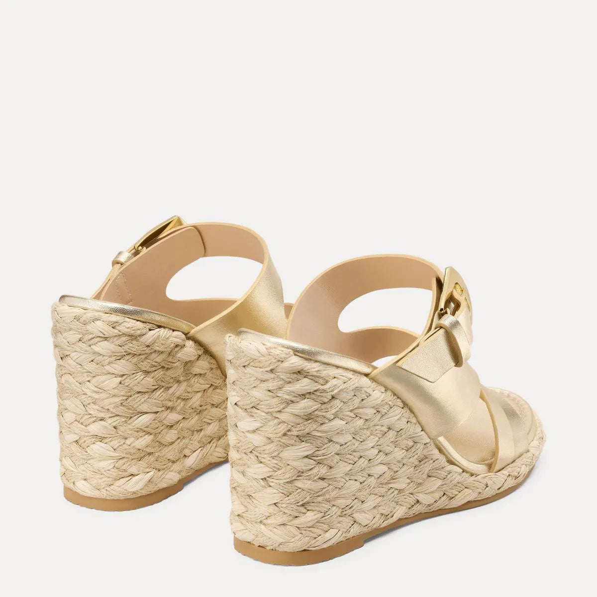 Sai Espadrille Wedge Slide Sandal - Gold Leather & Jute