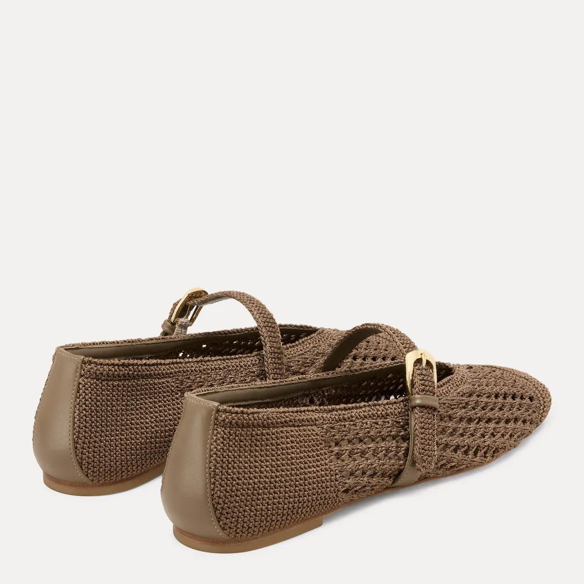 Leora Woven Mary Jane Flat - Taupe Crochet & Leather
