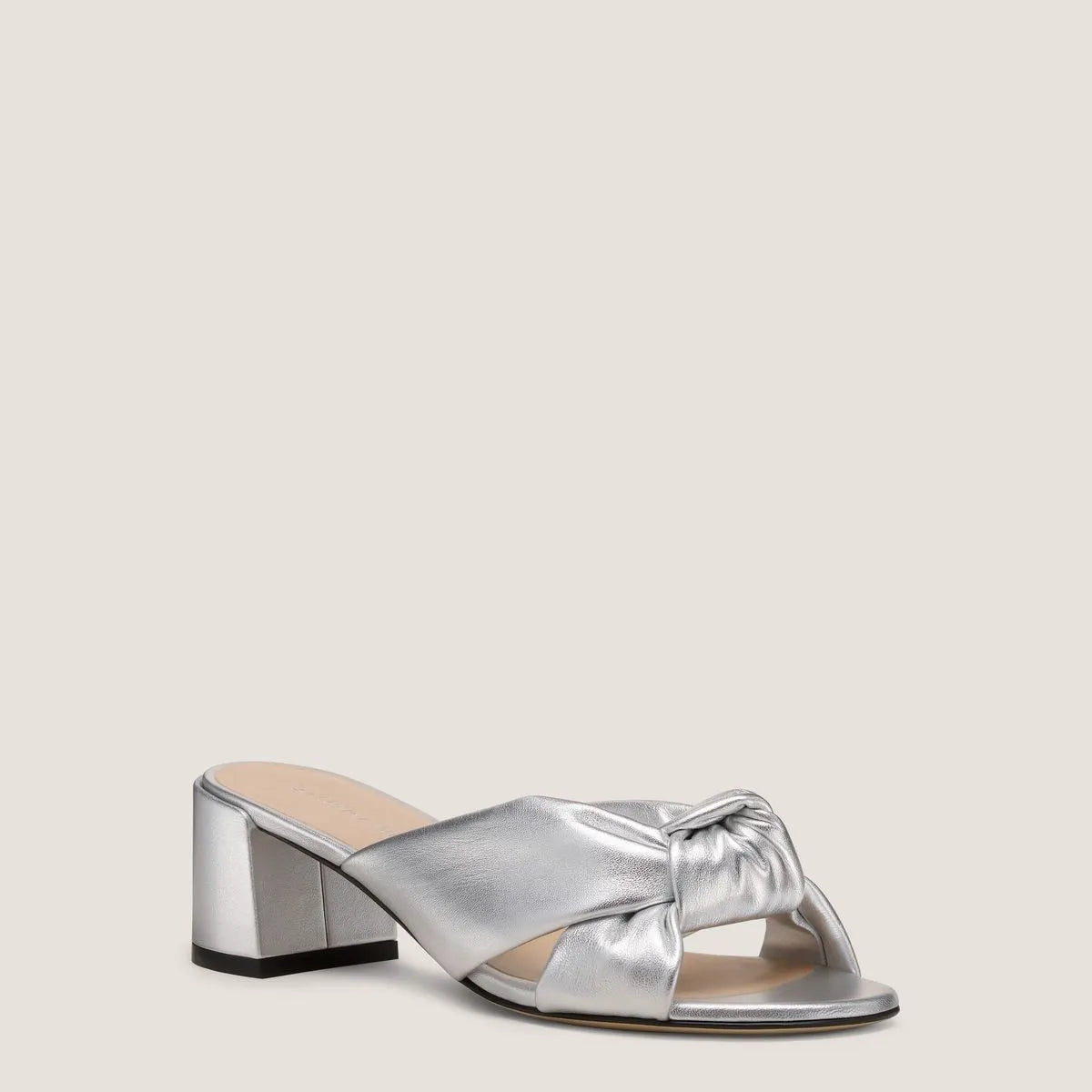 Soplaya Block-Heel Slide Sandal 50 - Silver Leather