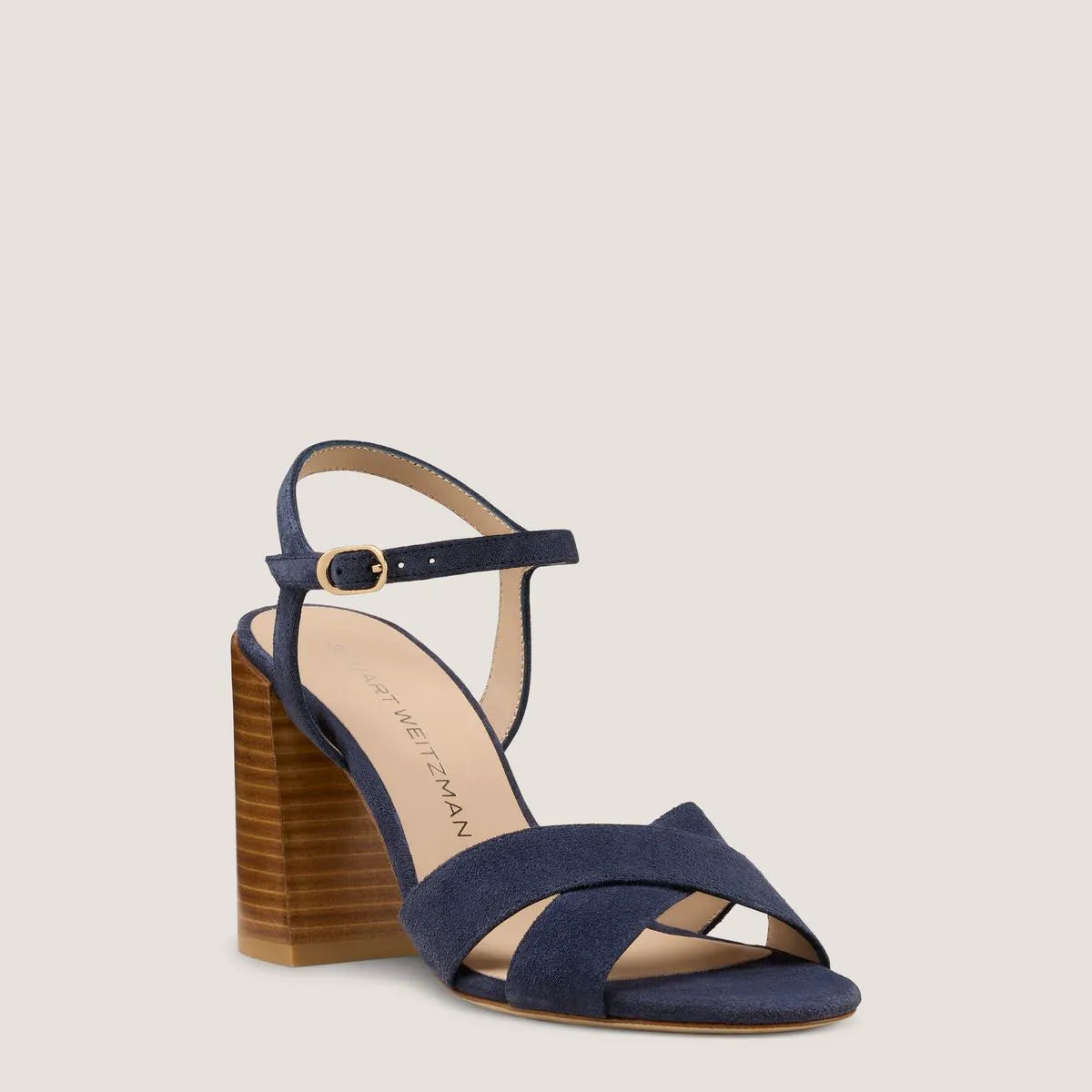 Alyssa Block-Heel Sandal 85 - Nice Blue/New Camel Suede