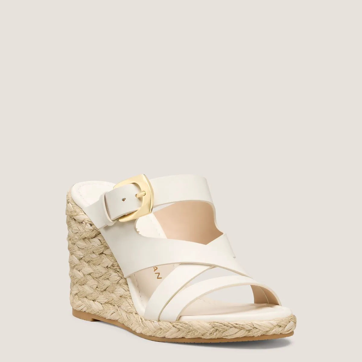 Sai Espadrille Wedge Slide Sandal - Cream Beige Leather