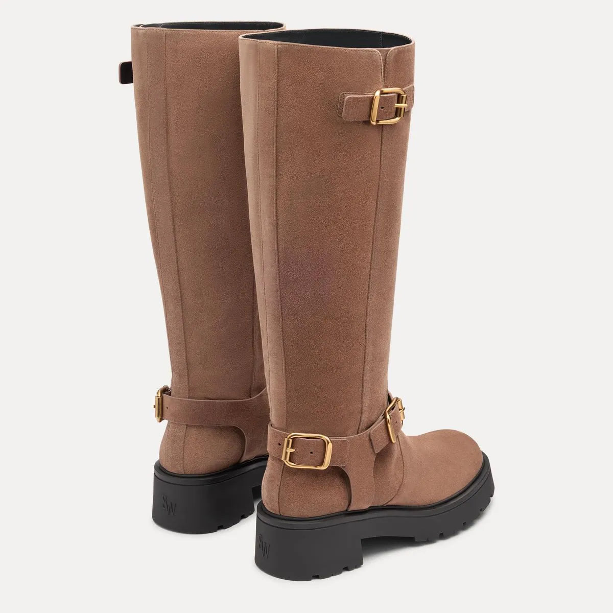 Ren Knee-High Moto Boot - Cigar Suede