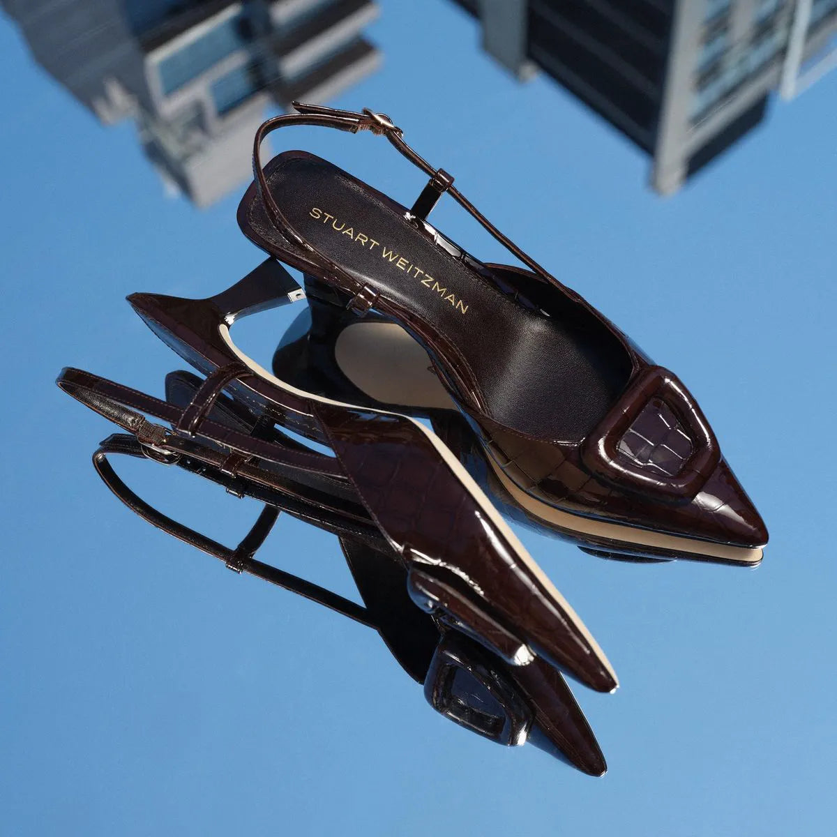 Veryvinnie Slingback Pump 50 - Espresso Croco-Print Patent