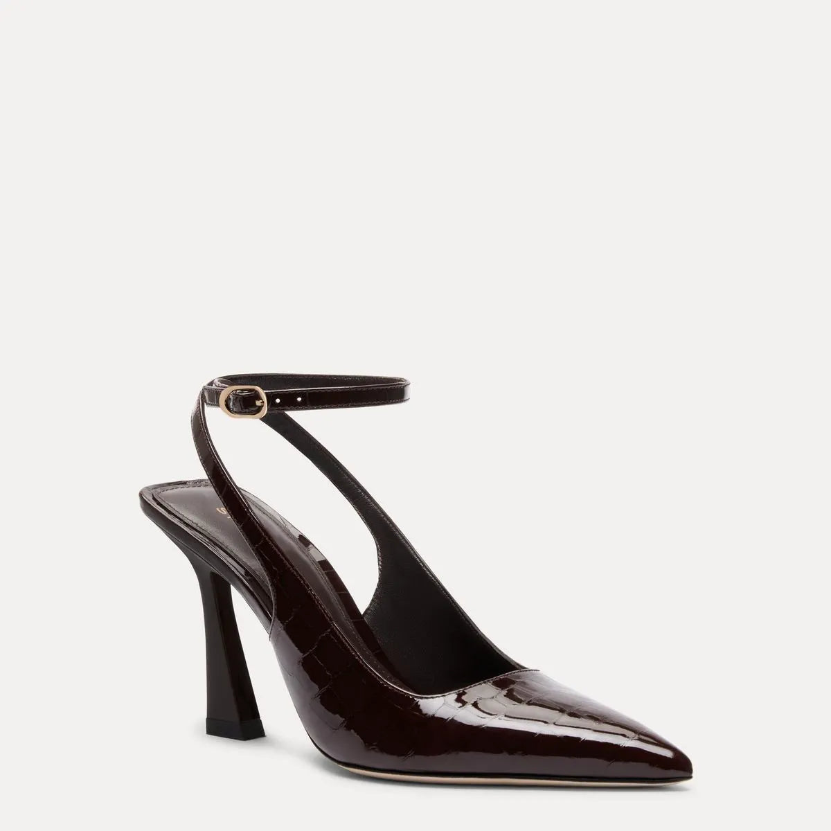 Vinnie Ankle-Strap Pump 85 - Espresso Croco-Print Patent