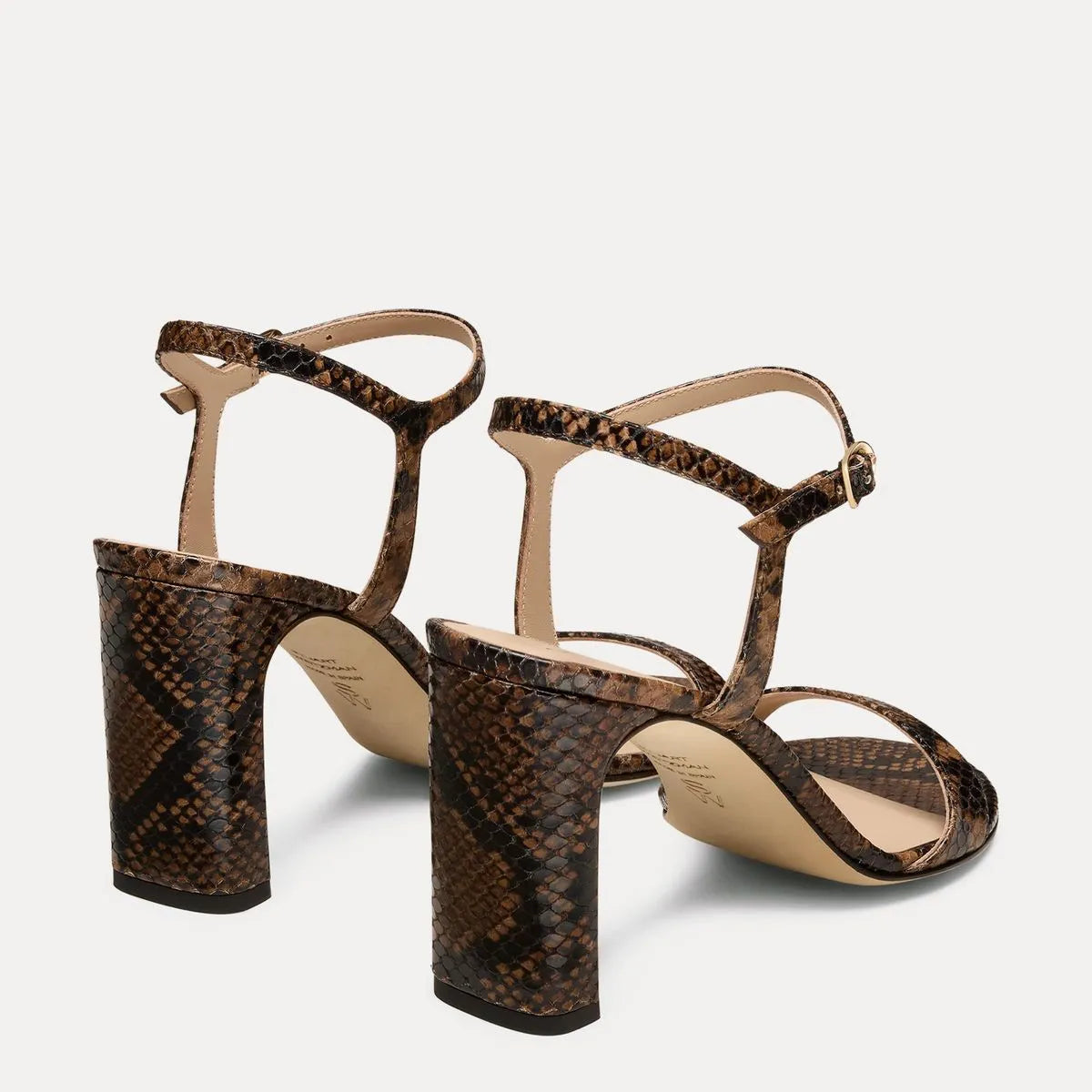 Babette Block-Heel Sandal 85 - Espresso Snake-Print Leather
