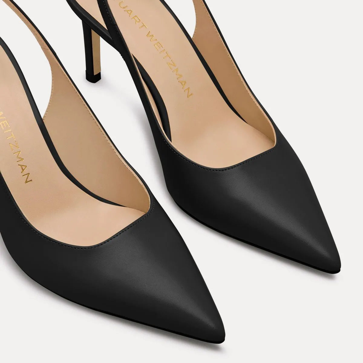 Stuart Power Slingback Pump 75 - Black Leather