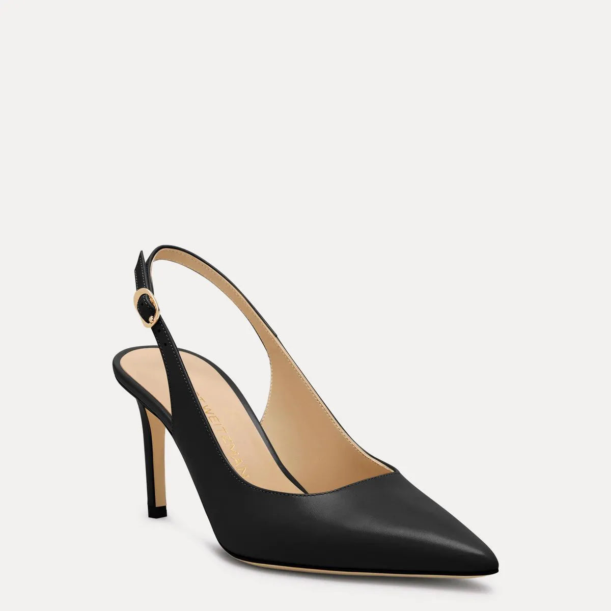 Stuart Power Slingback Pump 75 - Black Leather