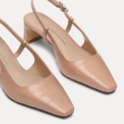 Baby Babette Slingback Pump - Blushful Croco-Print Leather