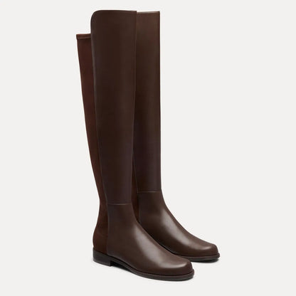 5050 Over-the-Knee Boot - Walnut Leather & Microstretch