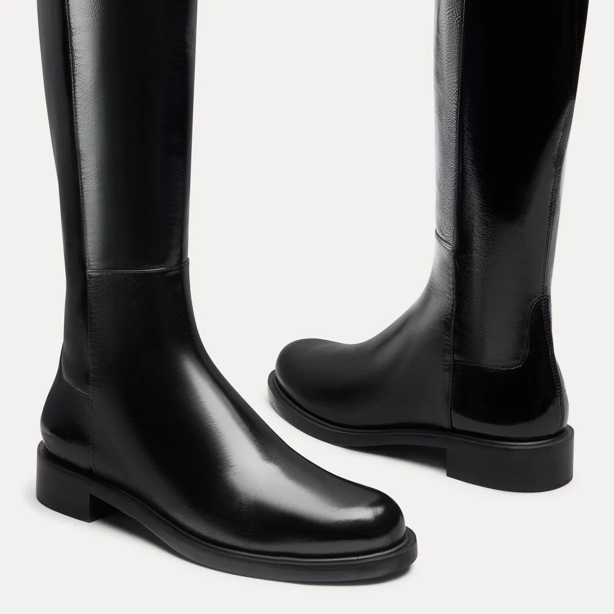 5050 Gisele Knee-High Boot - Black Crinkle Patent & Leather