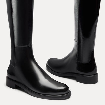 5050 Gisele Knee-High Boot - Black Crinkle Patent & Leather
