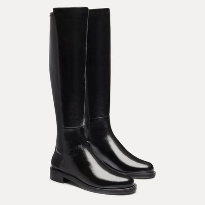 5050 Gisele Knee-High Boot - Black Crinkle Patent & Leather
