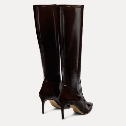 Stuart Power Knee-High Boot 75 - Espresso Stretch Vinyl