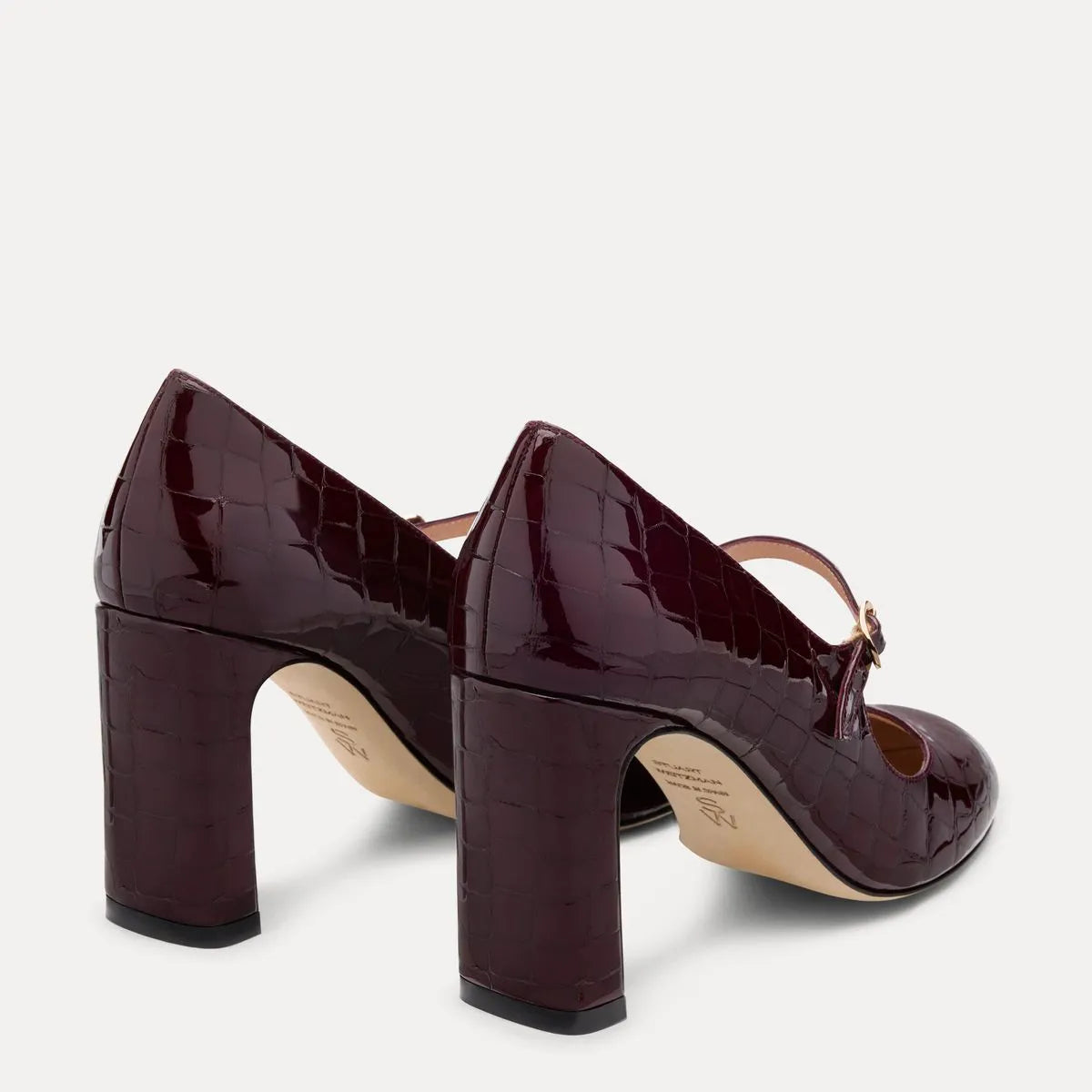 Babette Mary Jane Pump 85 - Burgundy Croco-Print Patent