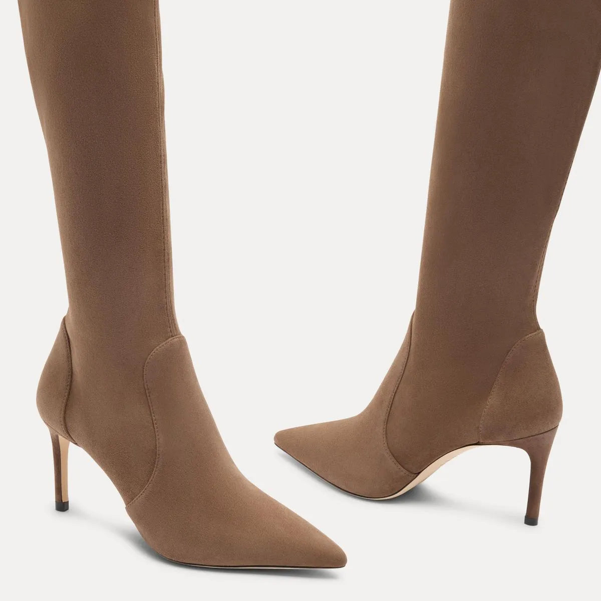 Stuart Power Knee-High Boot 75 - Weathered Taupe Stretch Suede
