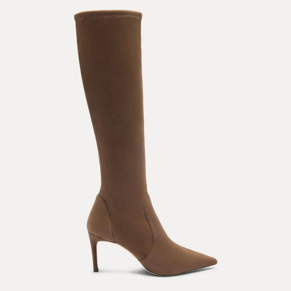 Stuart Power Knee-High Boot 75 - Weathered Taupe Stretch Suede