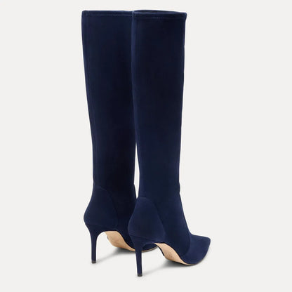 Stuart Power Knee-High Boot 75 - Nice Blue Stretch Suede