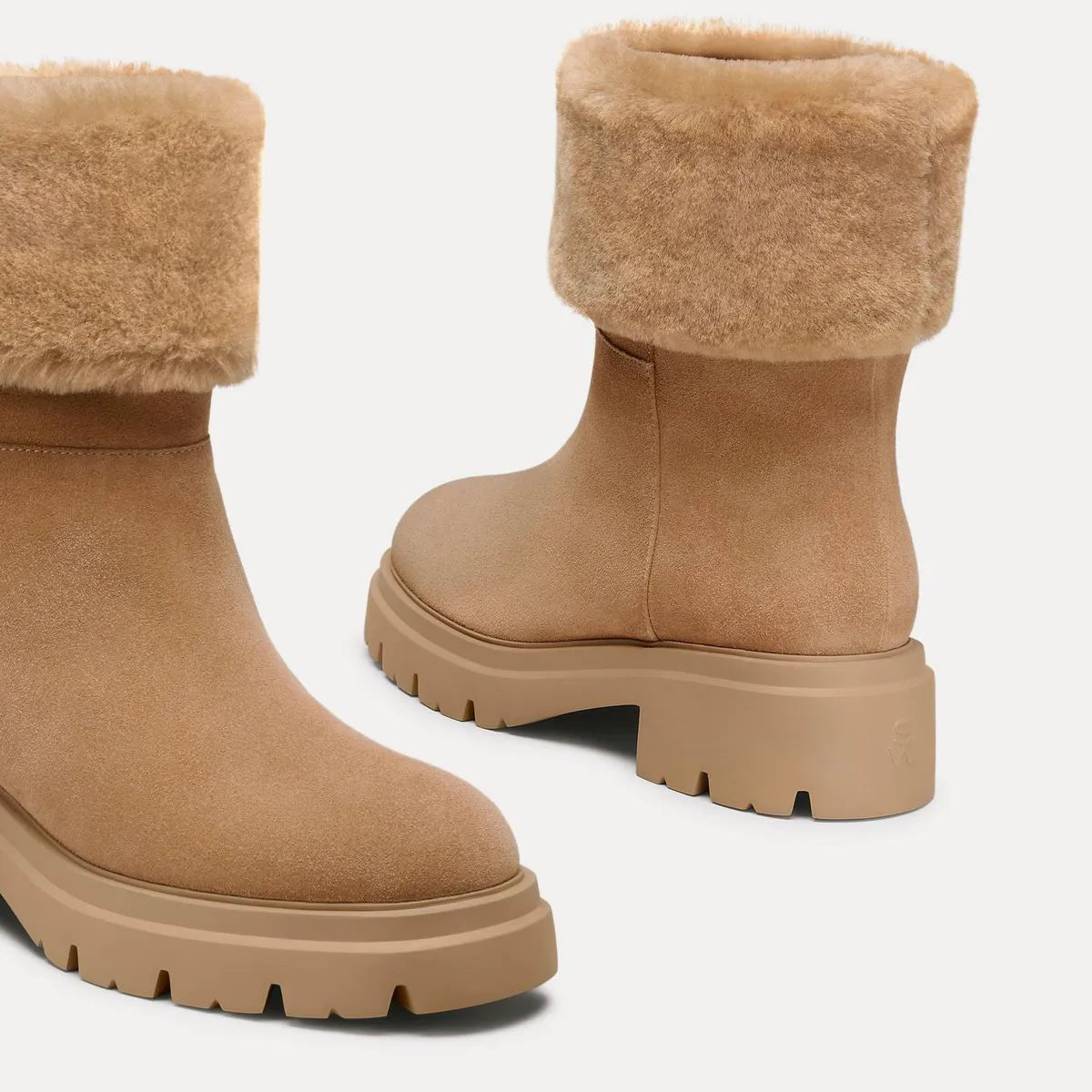 Hudson Shearling Bootie - Camel Suede & Shearling