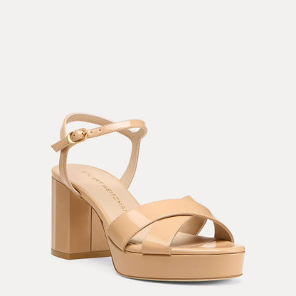 Dayna Platform Sandal 80 - Adobe Beige Patent Leather