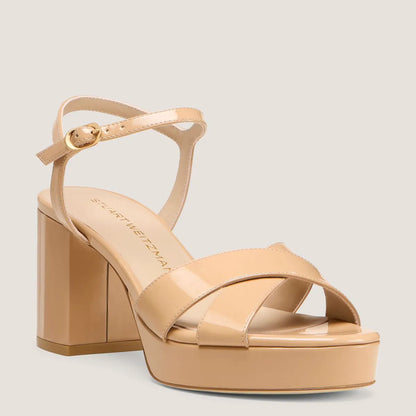 Dayna Platform Sandal 80 - Adobe Beige Patent Leather