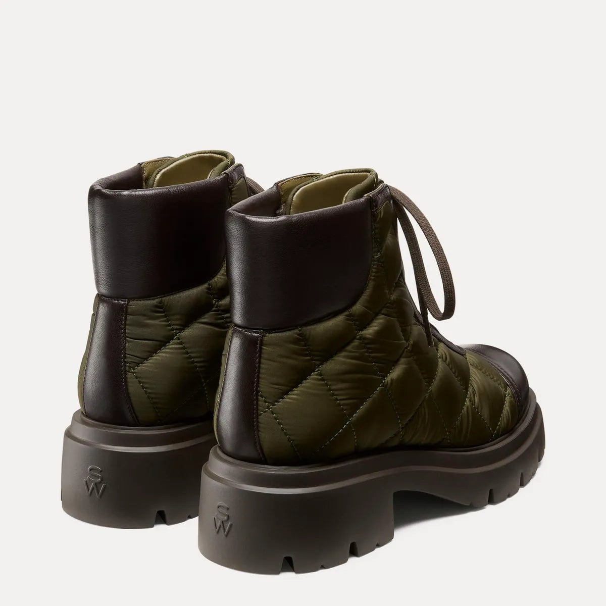 Hudson Quilted Hiker Bootie - Olive Nylon & Ebony Leather