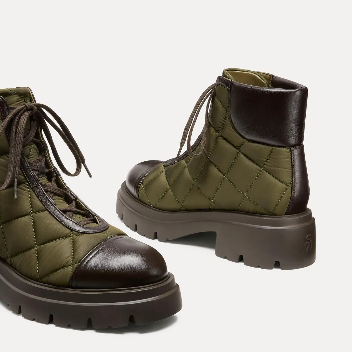 Hudson Quilted Hiker Bootie - Olive Nylon & Ebony Leather