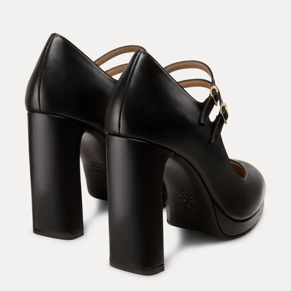 Babette Platform Mary Jane Pump - Black Leather