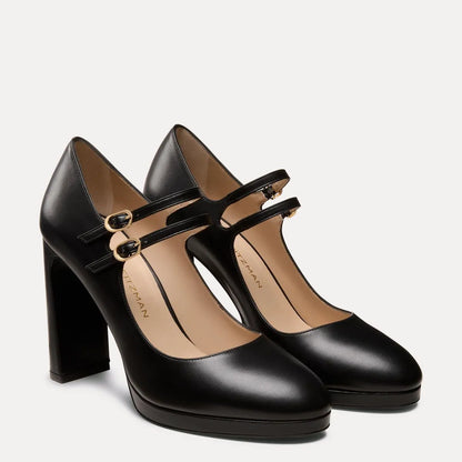 Babette Platform Mary Jane Pump - Black Leather