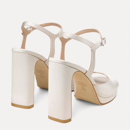Babette Platform Sandal - Cream Satin