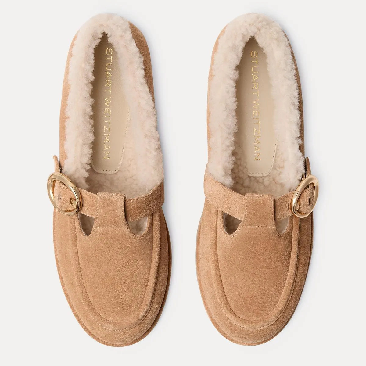 Dakota Shearling Mary Jane Flat - Camel Suede & Shearling