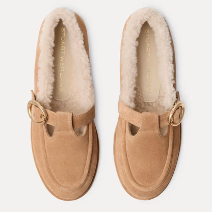 Dakota Shearling Mary Jane Flat - Camel Suede & Shearling