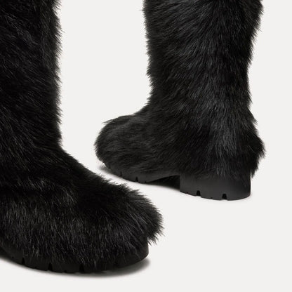 Hudson Shearling Knee-High Boot - Black Shearling
