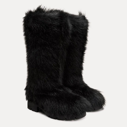 Hudson Shearling Knee-High Boot - Black Shearling