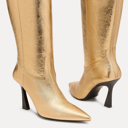 Vinnie Cowboy Knee-High Boot 85 - Light Gold Leather