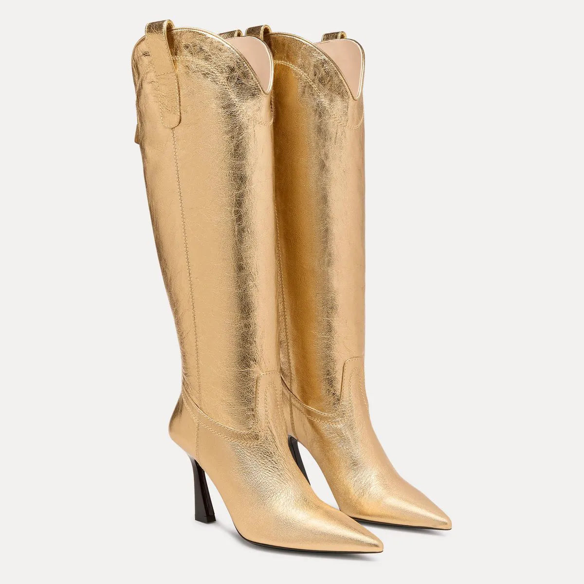 Vinnie Cowboy Knee-High Boot 85 - Light Gold Leather