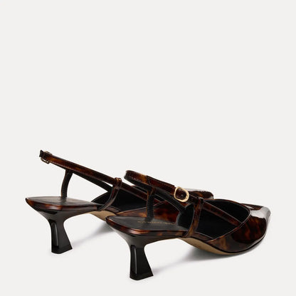 Vinnie Slingback Pump 50 - Brown Tortoise-Print Leather
