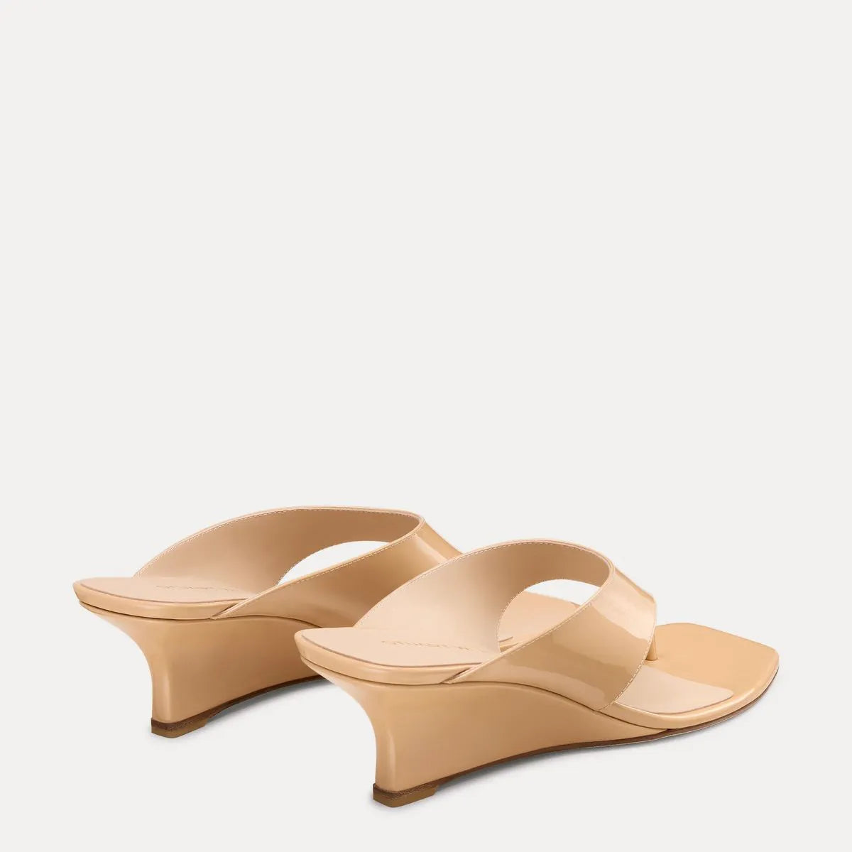 Vinnie Wedge Thong Sandal 50 - Adobe Beige Patent Leather