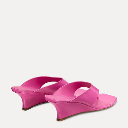 Vinnie Wedge Thong Sandal 50 - Sunset Pink Patent Leather
