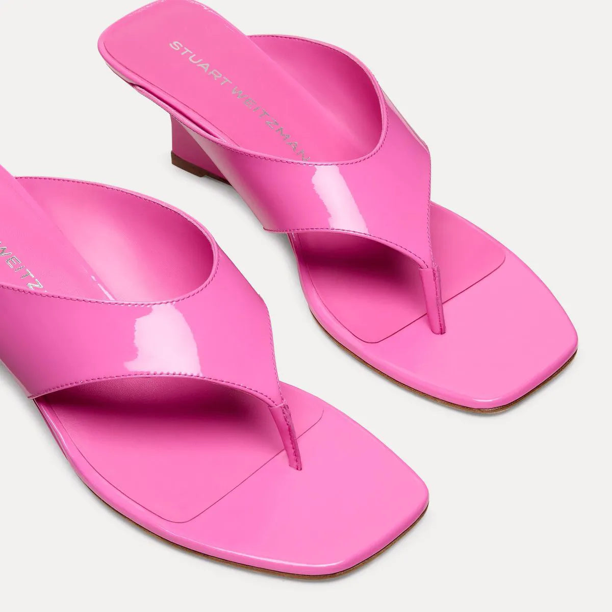 Vinnie Wedge Thong Sandal 50 - Sunset Pink Patent Leather