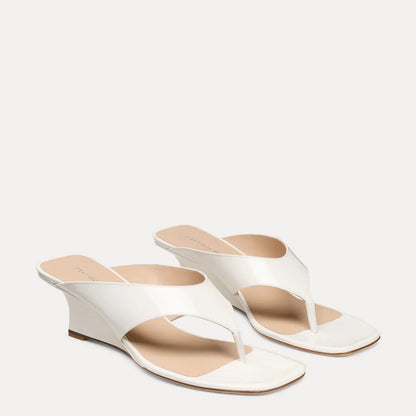 Vinnie Wedge Thong Sandal 50 - Blanco Patent Leather