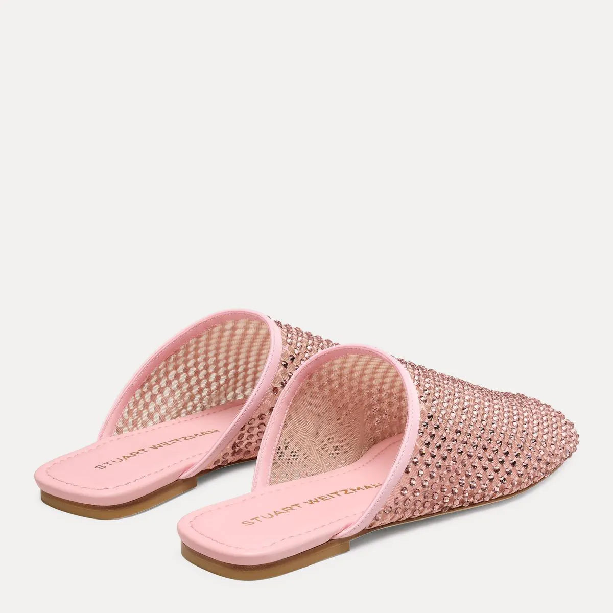 Bareitall Shine Flat Mule - Pink Crystal Mesh & Leather