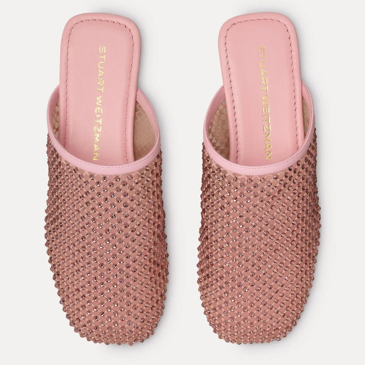 Bareitall Shine Flat Mule - Pink Crystal Mesh & Leather