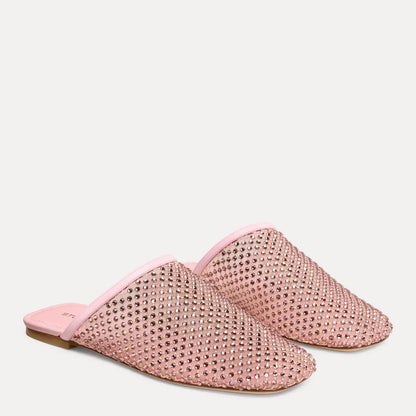 Bareitall Shine Flat Mule - Pink Crystal Mesh & Leather