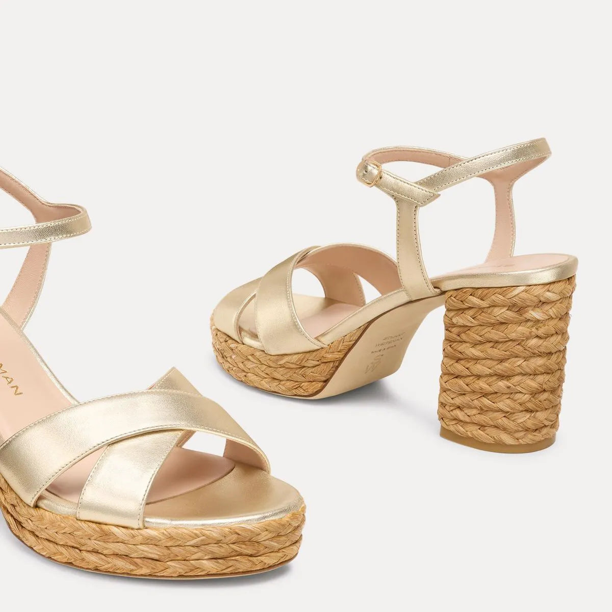 Dayna Platform Sandal 80 - Gold Leather & Jute