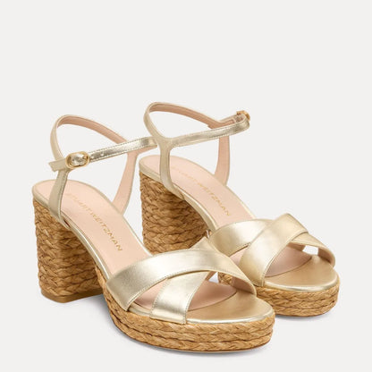 Dayna Platform Sandal 80 - Gold Leather & Jute