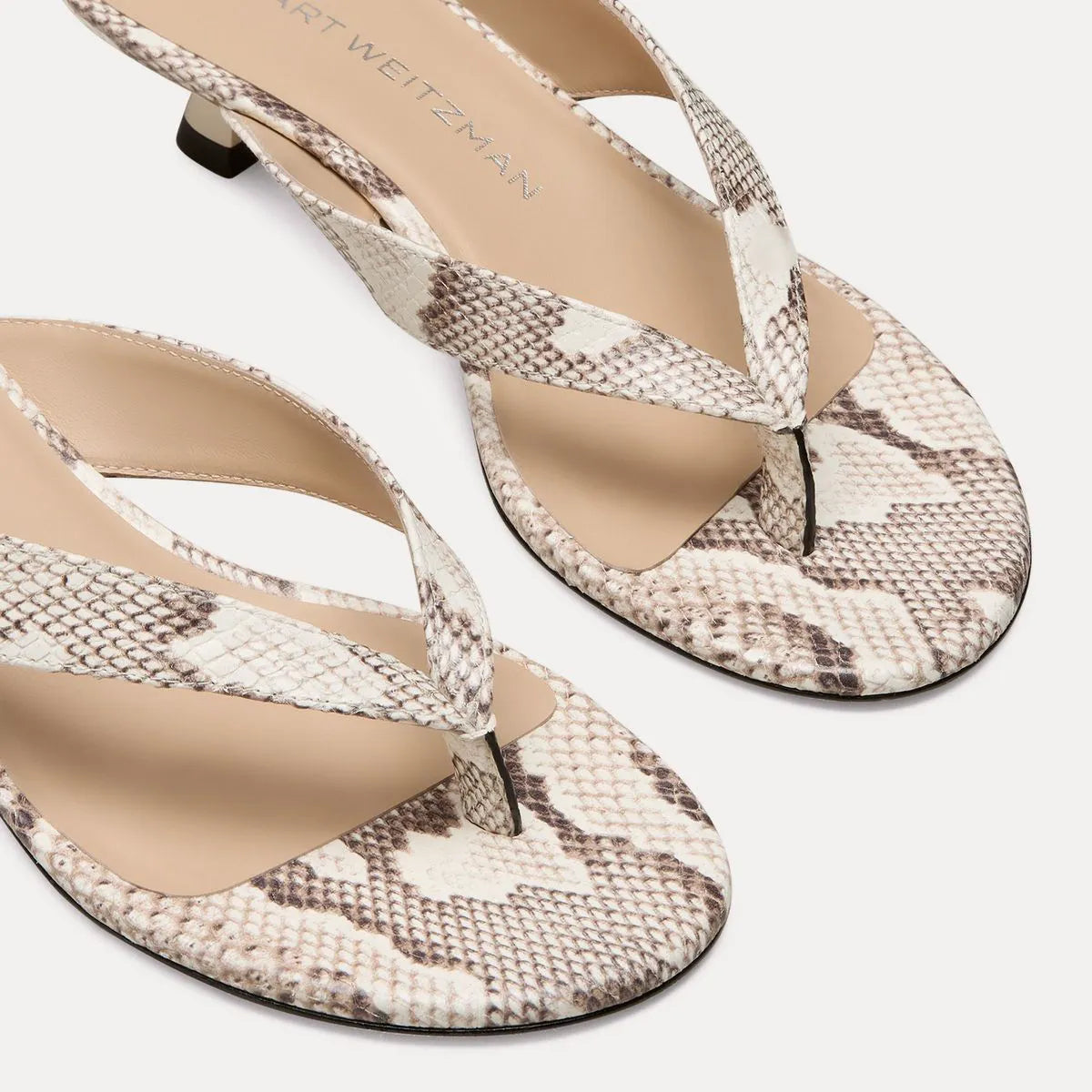 Rio Sleek Thong Sandal 35 - Cream Snake-Print Leather