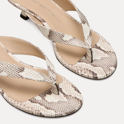 Rio Sleek Thong Sandal 35 - Cream Snake-Print Leather