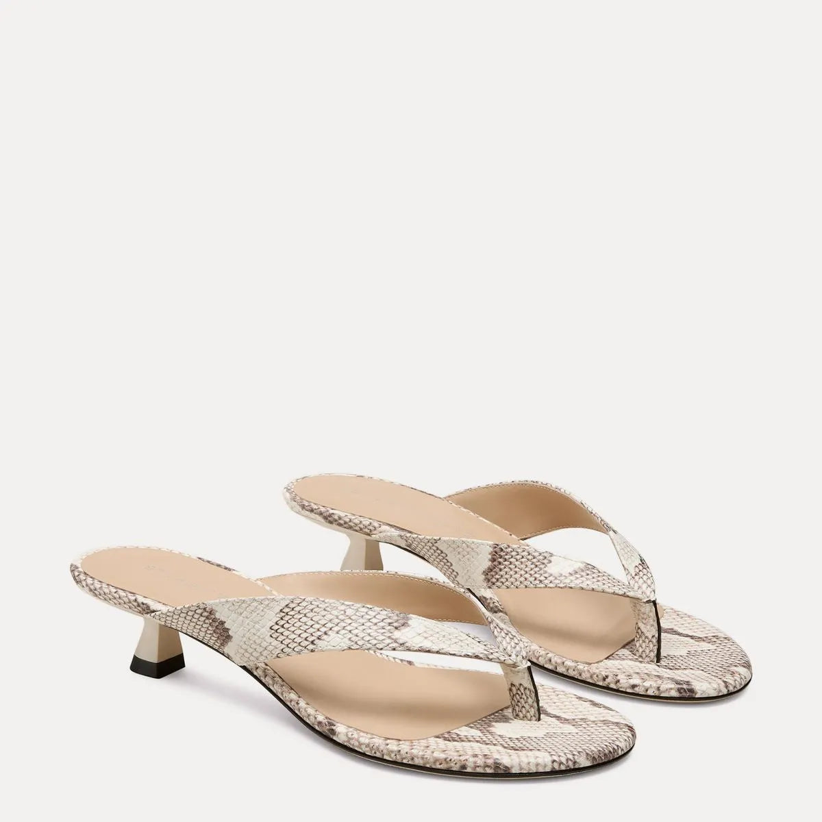 Rio Sleek Thong Sandal 35 - Cream Snake-Print Leather