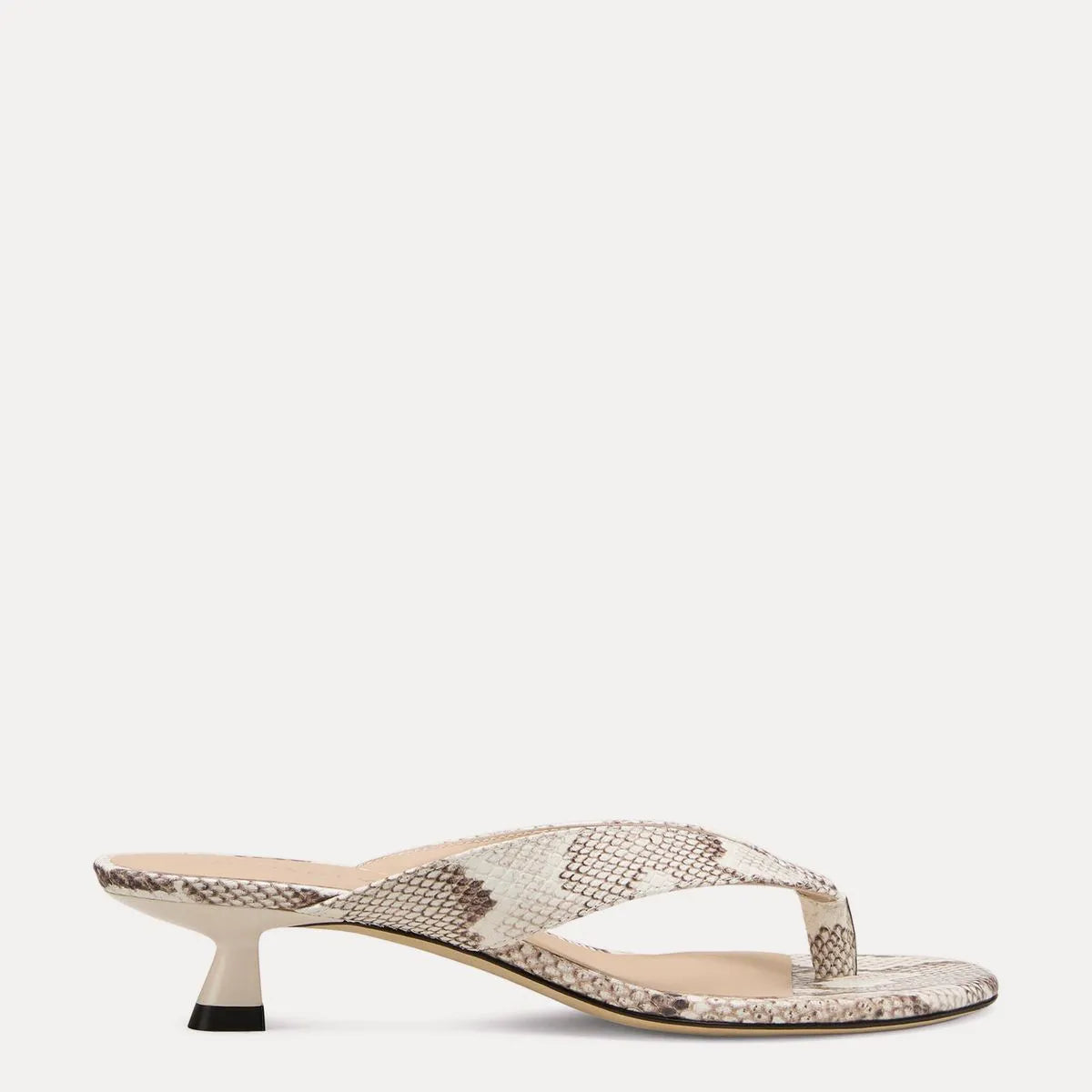 Rio Sleek Thong Sandal 35 - Cream Snake-Print Leather